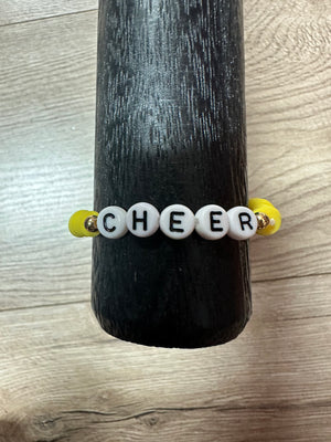 Jolene Bracelets- "Cheer" Black Letters- Yellow