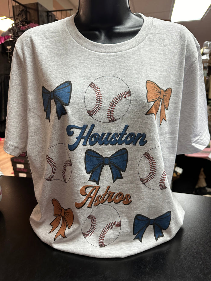"Houston Astros Bows" Blinged Out Tee