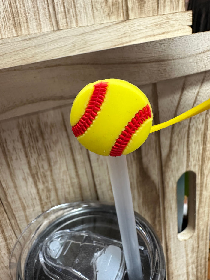 Straw Cover Cap- "Softball" Yellow