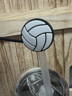 Straw Cover Cap- "Volleyball" White