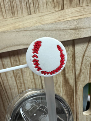 Straw Cover Cap- "Baseball" White