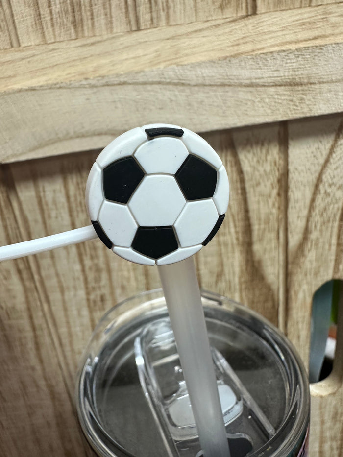 Straw Cover Cap- "Soccer" White