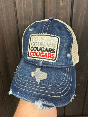 "Cougars Cougars Cougars" Blue Denim Patch Hat