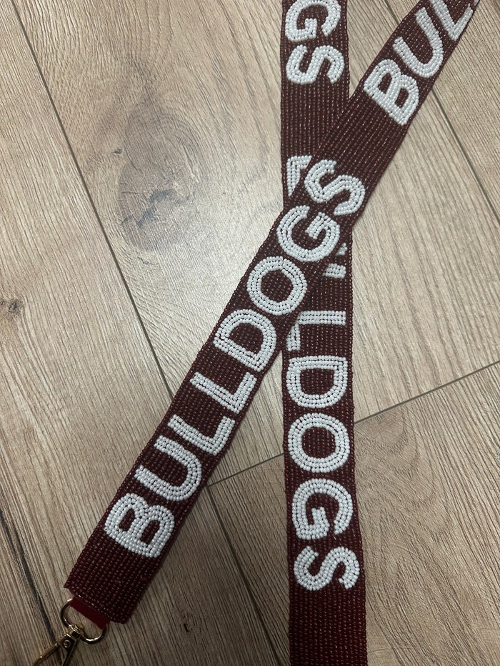 Nadine Purse Strap- "Bulldogs" Maroon & White