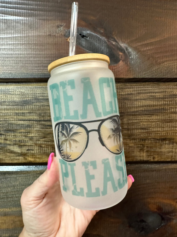 Libbey Can Glass- "Beach Please" Sunglasses