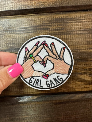 Embroidered Hat Patches- "Girl Gang" Heart Hands (2.5X2.5)