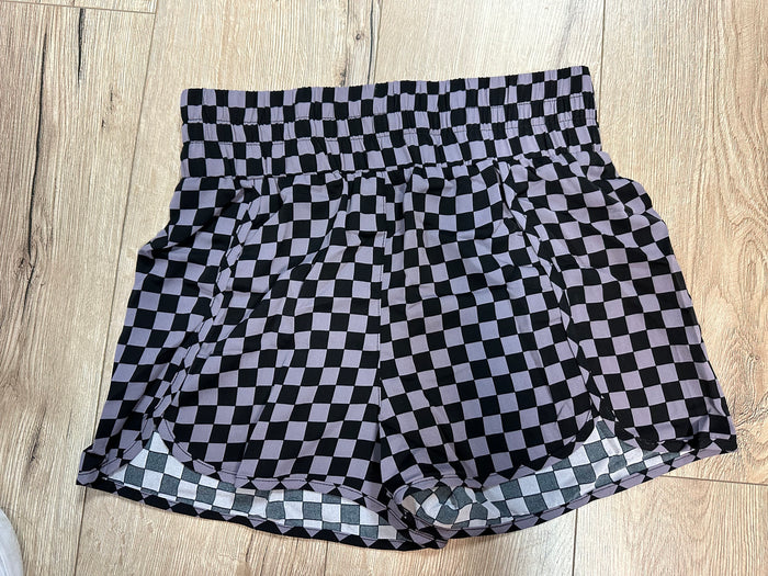 Black Checkered Athletic Shorts