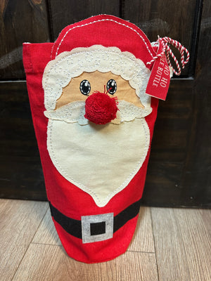 Christmas Wine Tote- "Jingle Santa" Bottle Bag