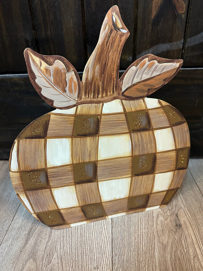 Round Top Collection- Medium "Brown Plaid" Pumpkins