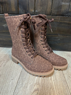 Fomo Lace Up Boots- Brown Leopard