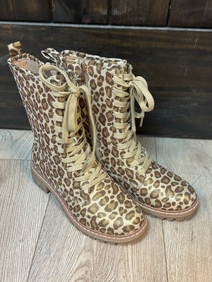 Fomo Lace Up Boots- Gold Leopard