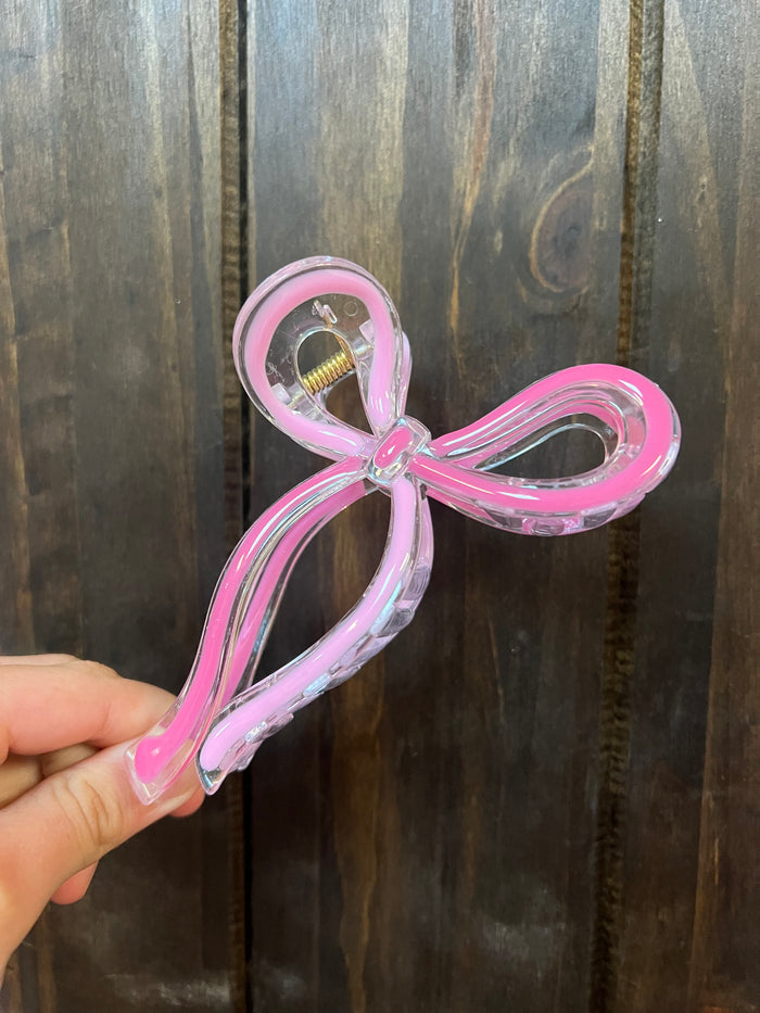 Hair Claw Clip- "Dainty Bow" Light & Hot Pink