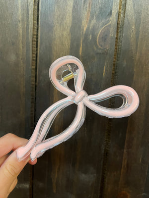 Hair Claw Clip- "Dainty Bow" Light Pink