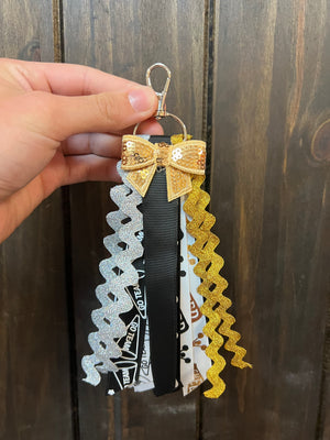 Glitzy Pop Keychains- "Cheer Theme" Gold & Black