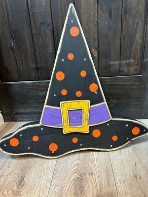 Halloween Décor- "Wooden Witch Hat" Light Up