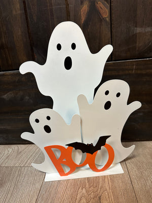 Halloween Décor- "Boo" Tin White Ghost