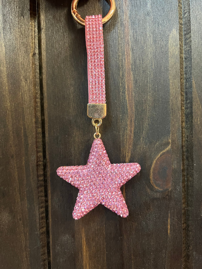 Bling Barbie Keychains- "Star; Pink Rhinestone"