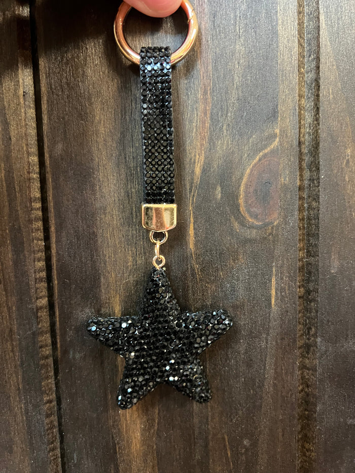 Bling Barbie Keychains- "Star; Black Rhinestone"