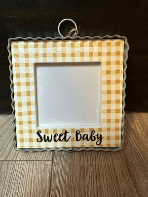 Round Top Collection- "Sweet Baby; Brown Gingham" Mini Display Charm