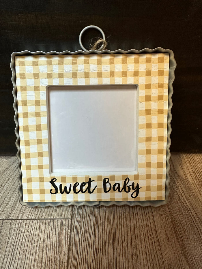 Round Top Collection- "Sweet Baby; Brown Gingham" Mini Display Charm