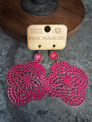 Pink Panache Earrings- "Aztec Swirls" Pink