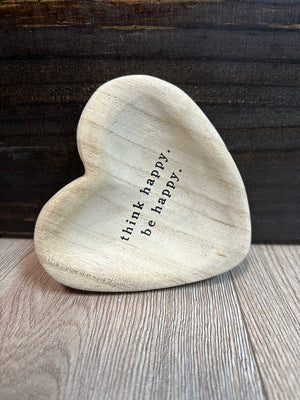 Mud Pie Home Décor- "Think Happy" Wood Heart Trinket Day