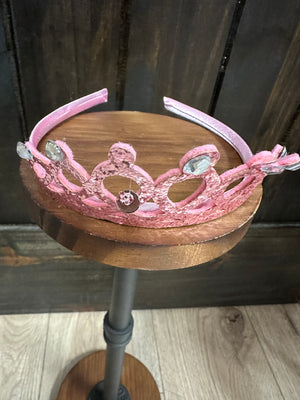 "Rhinestone Crown" Kids Headband- Light Pink