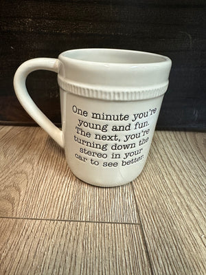 Mud Pie Kitchen- "One Minute.." Beaded Glass Mugs