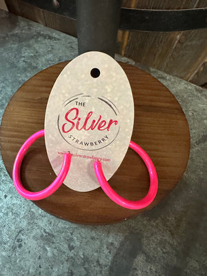 Kenne Earrings- Neon Pink Iridescent Hoops