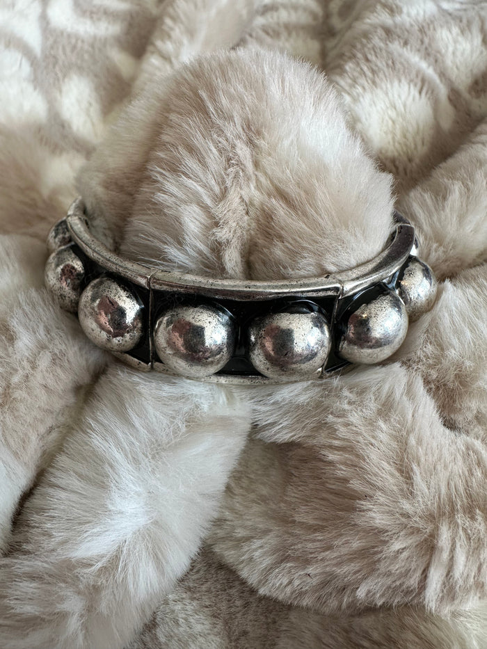 Willow Bracelet- "Silver Beaded; Large" Slit Bangle