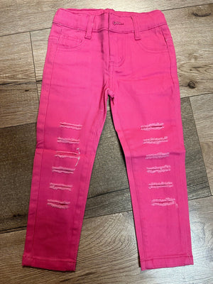 Neon Pink Distressed Jeans