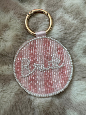 Beaded Bash Keychains- "Bride" Pink Lines