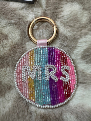 Beaded Bash Keychains- "MRS" Rainbow Lines