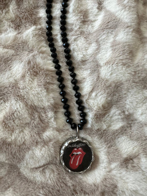 Palmer Necklace- "The Rolling Stones; Circle" Red Beaded