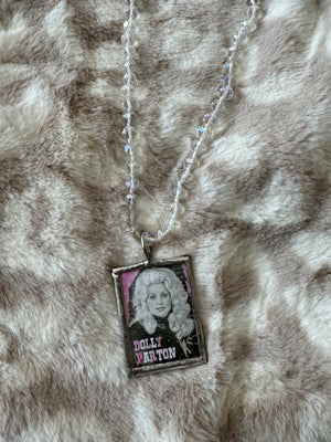 Palmer Necklace- "Dolly Parton; Pink Portrait" Clear