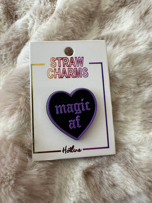 Straw Charms- "Magic Af" Purple Heart