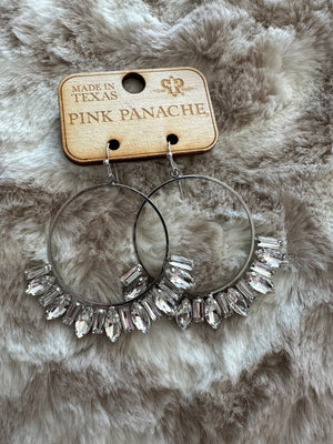 Pink Panache "Unique" Earrings- "Silver Rhinestone Burst"
