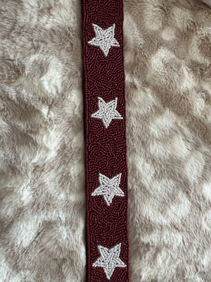 Nadine Purse Strap- "Double Stripes" Maroon, Black & White