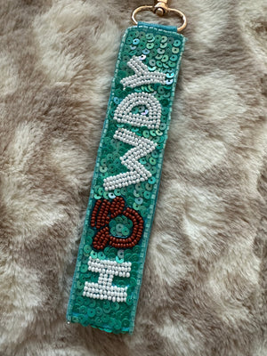 "Beaded Strap" Key Wristlet- "Howdy" Turquoise