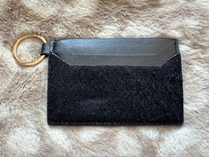 Open Card Wallet- Black Cowhide