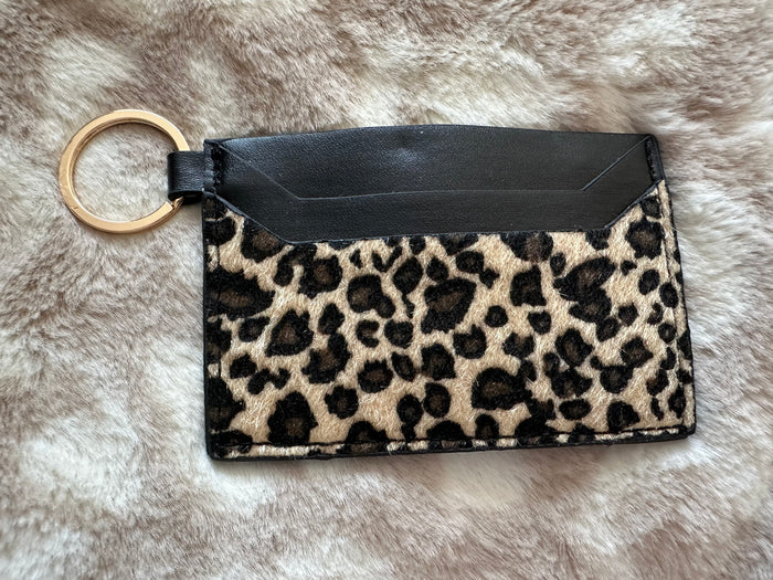 Open Card Wallet- Black Cheetah Cowhide