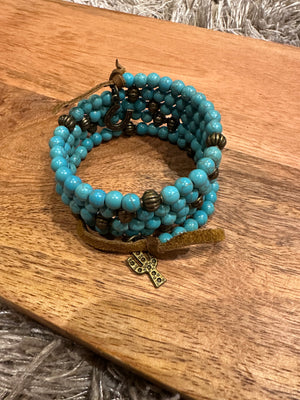 Coil Crush Bracelets- "Turquoise" Medium