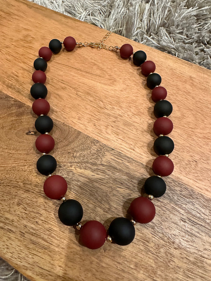 Cherille Sports Necklace- Maroon & Black