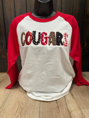 Cougars- "Cougars Applique" Baseball Cut Tee
