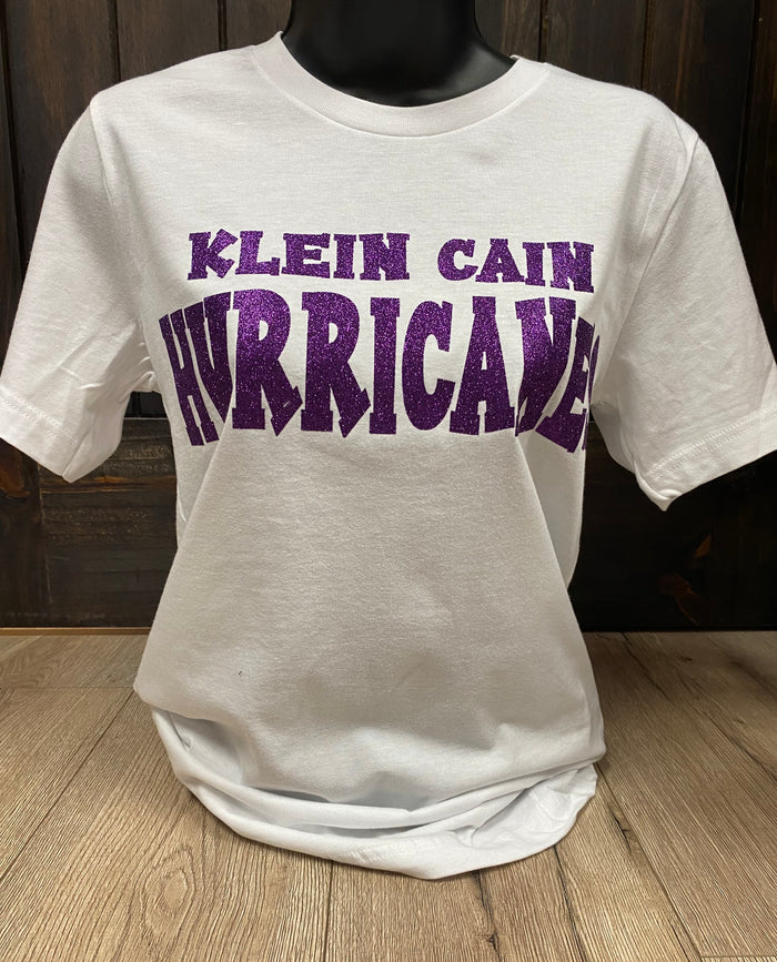 Hurricanes- Purple Glitter "Klein Cain Hurricanes" White (Cotton) Tee