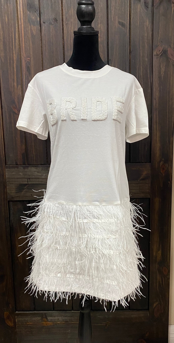 "Bride" Beaded Feather Dress