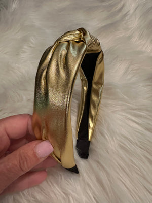 Shiny Metallic Headband- Gold