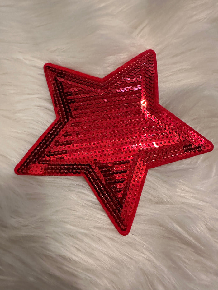 Sequin Hat Patches- "Red Star" (6X6)