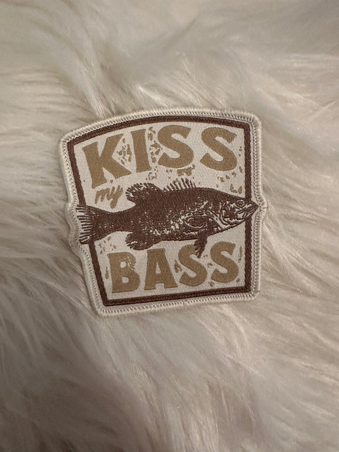 Pictured Hat Patches- "Kiss My Bass" (2.5X2.5)