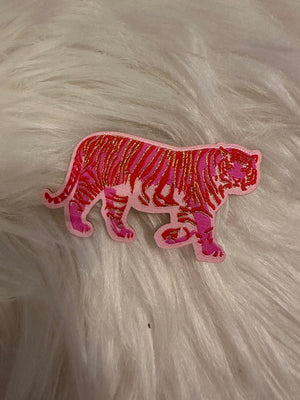 Glitter Hat Patches- "Tiger; Gold & Pink" (3X1.5)